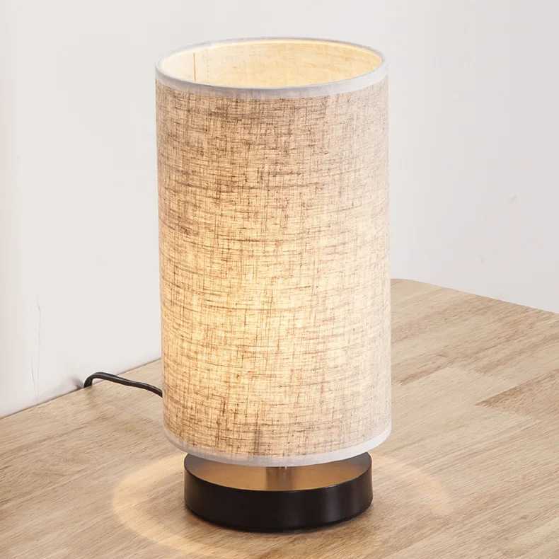 Modern Simple Design LED Desk Lamp with Iron Base Cylinder Fabric Shade for Home Bedroom Living Room Office C251115