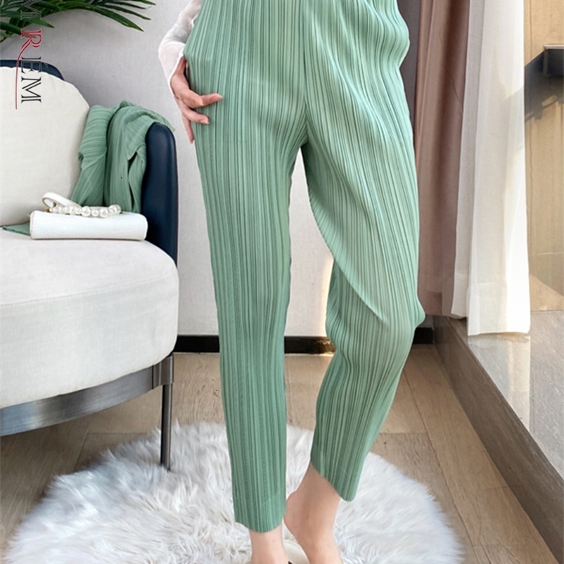 Women's Pants Capris LANMREM Pleated Harem Pants For Women Pockets High Elastic Waist Solid Color Trousers Spring Female Fashion 2N513 230321