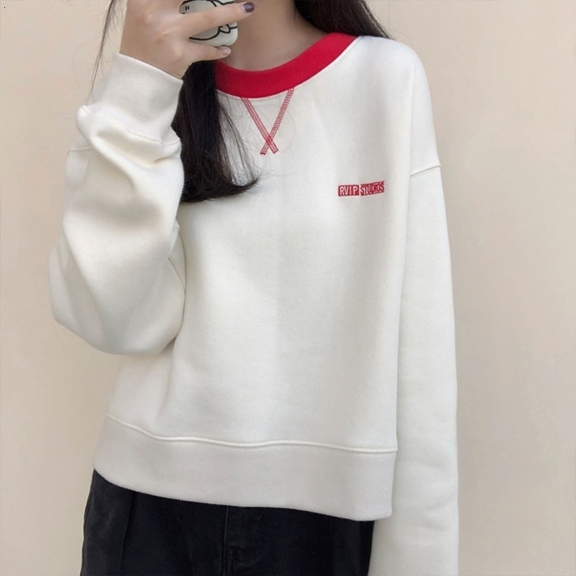 autumn winter korean style Women Sweatshirts letter embroidery Sweatshirt Womens pullovers (X1315) 210423