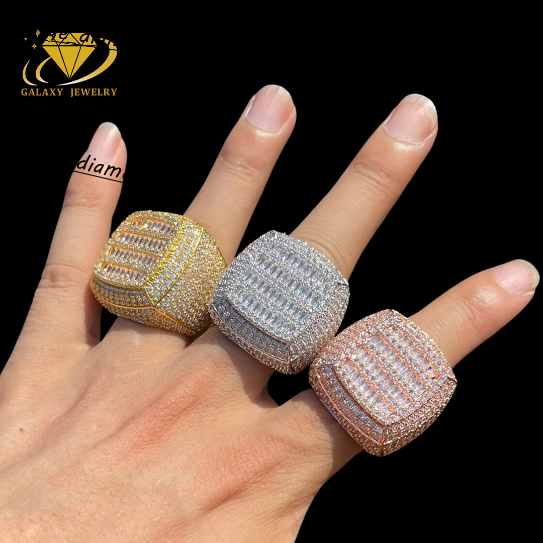 Custom Hip Hop Fine Jewelry Mens Iced Out Ring 925 Sterling Silver Real Vvs Moissanite Diamond Champion Ring for Men