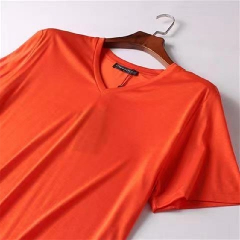 Men's T-Shirts Men's Short Sleeve T-shirt V-Neck Elastic Comfortable Smooth Soft Men's O-Neck Quick Drying Bottom Shirt 230403
