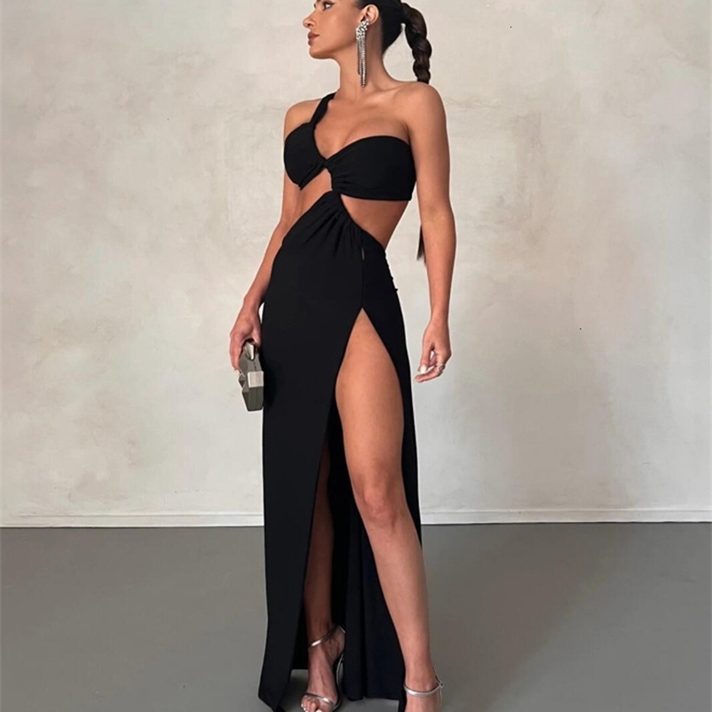 Urban Sexy Dresses Cute Women's Solid Breast Wrap Neck Maxi Dress Long Backless Elegant Casual Fashion Streetwear Party Wear Lady Vestidos 230707