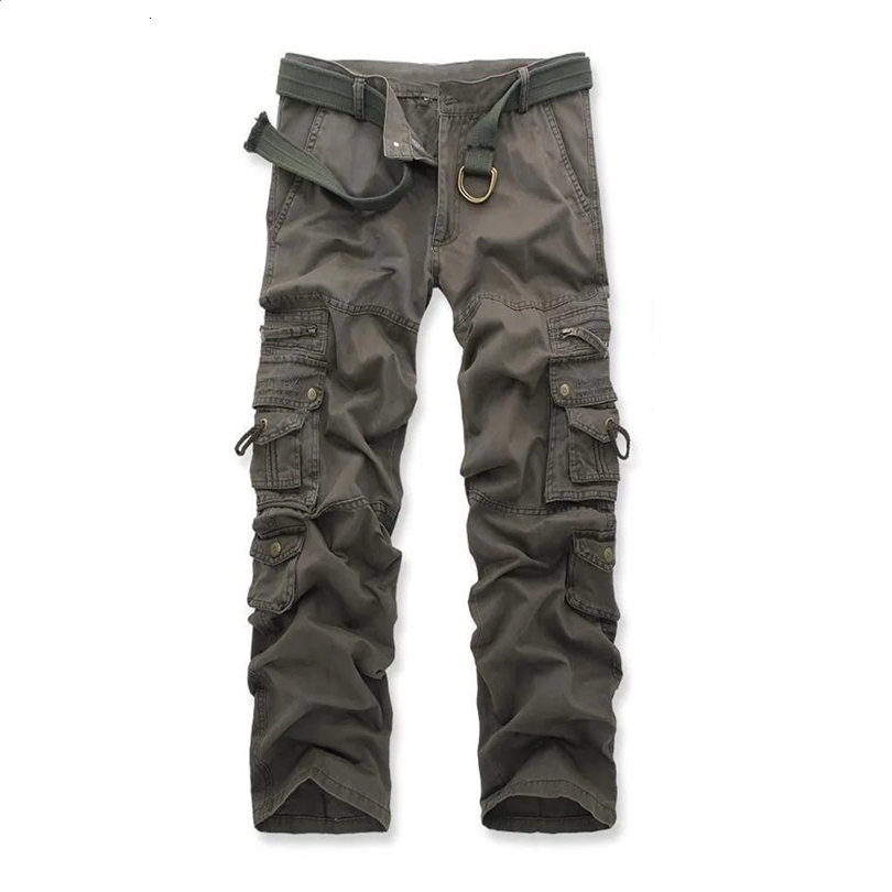 mens cargo pants casual multi pocket tactical straight cotton combat suit 240921w