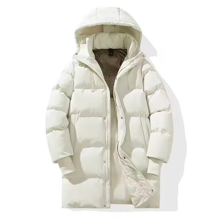 Men Women Long Down Jacket Waterproof Windproof Ultra Warm Lightweight Knee Length Winter Coat with Detachable Hood