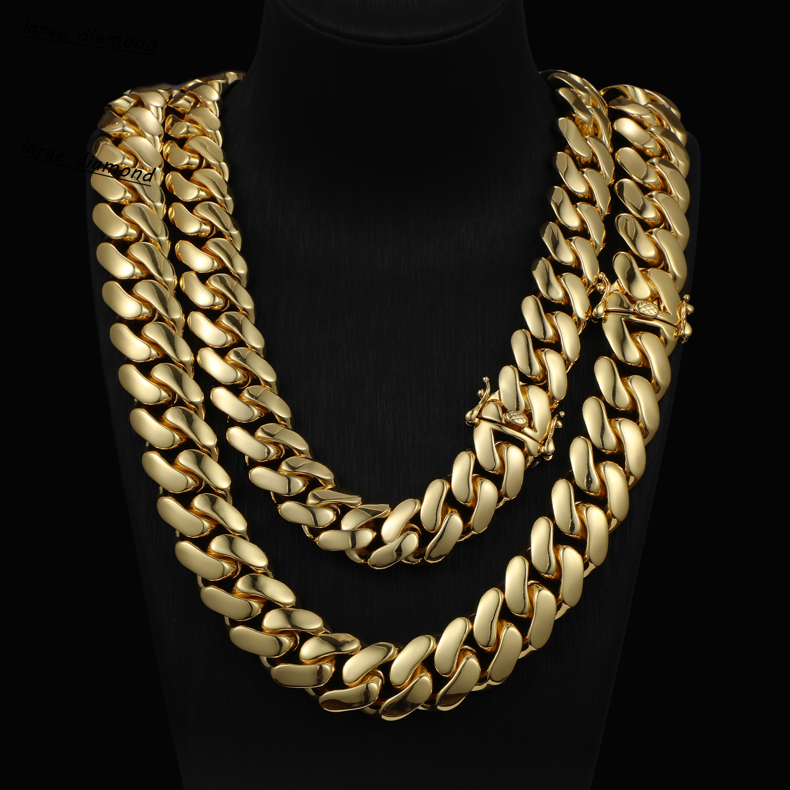 Jewelry Wholesale Bulk 10 Pcsset 1022mm 10K 14K 18K 24K Gold Heavy Choker Cubana Solid Miami Cuban Link Chain Necklace for Men