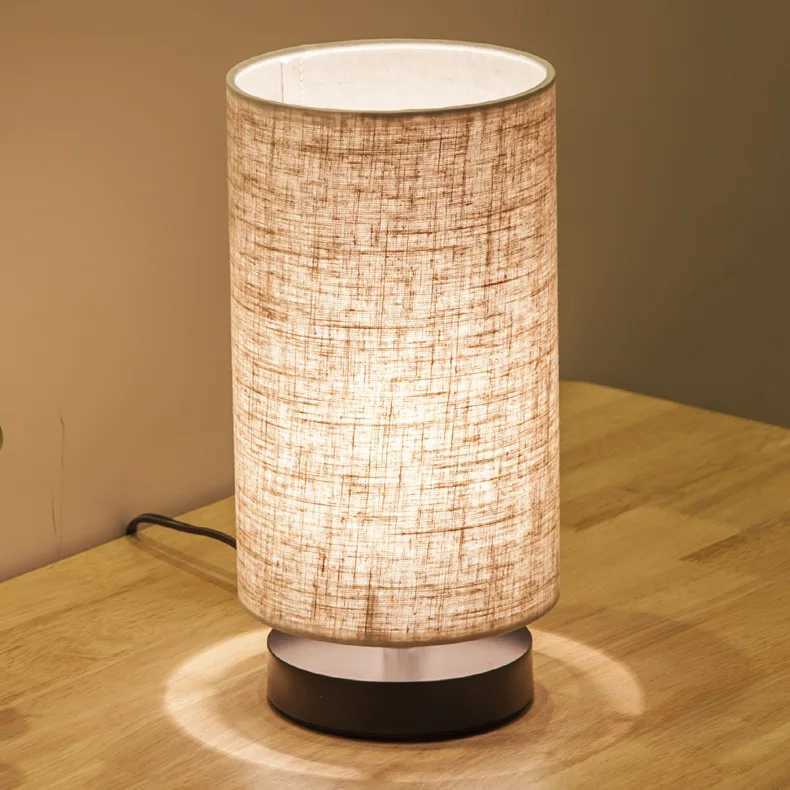 Modern Simple Design LED Desk Lamp with Iron Base Cylinder Fabric Shade for Home Bedroom Living Room Office C251115