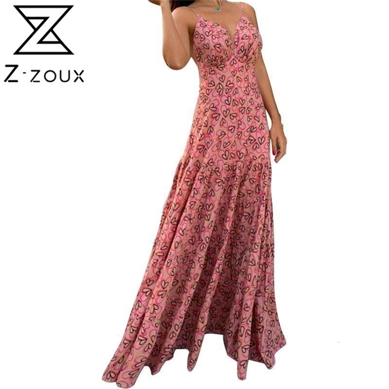 Women Dress Deep V Neck Printed Bohemia Sexy Long Print Floral Maxi es Backless Spaghetti Strap es 210513