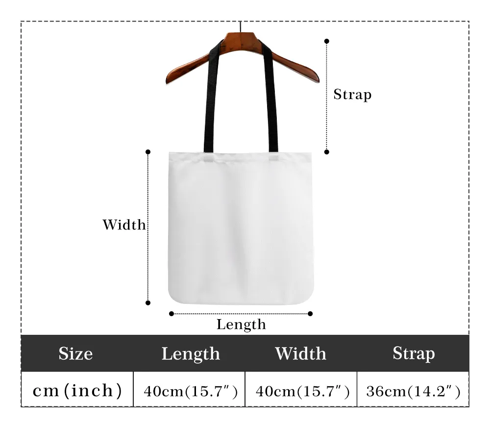 DHgatepod Versatile Canvas Tote Bag - Large Capacity with Black Straps, Eco-Friendly Shopping & Commute Bag with Quality Print