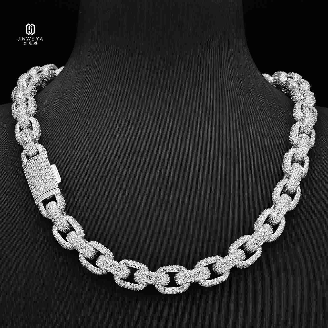 New Arrival Bulk Orders 10mm Full Diamond OCuban Chain Necklace Customized Trend S925 Silver 5A MoissaniteMoissanite Hiphop Jewelry Strand