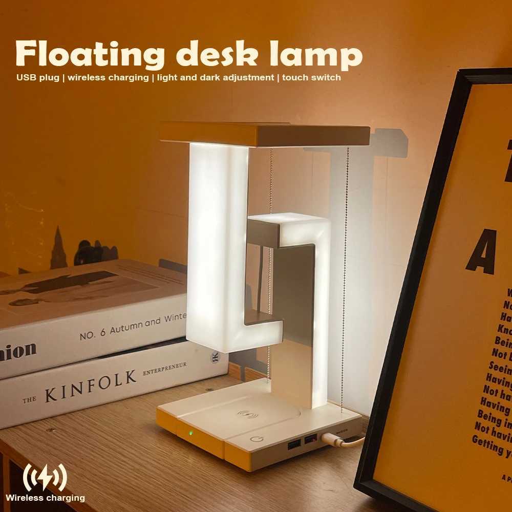 Floating Design LED Desk Lamps 10W Wireless Charging Stepless Dimming Touch Control Novelty Night Light Bedroom Decorative Light C251115