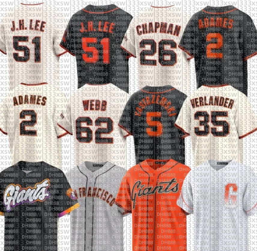 MLB Jersey Custom Baseball Jung Hoo Lee Logan Webb Matt Chapman LaMonte Wade Jr. Mike Yastrzemski Will Clark Matt Williams Heliot Ramos WILLY ADAMES Rafael Devers