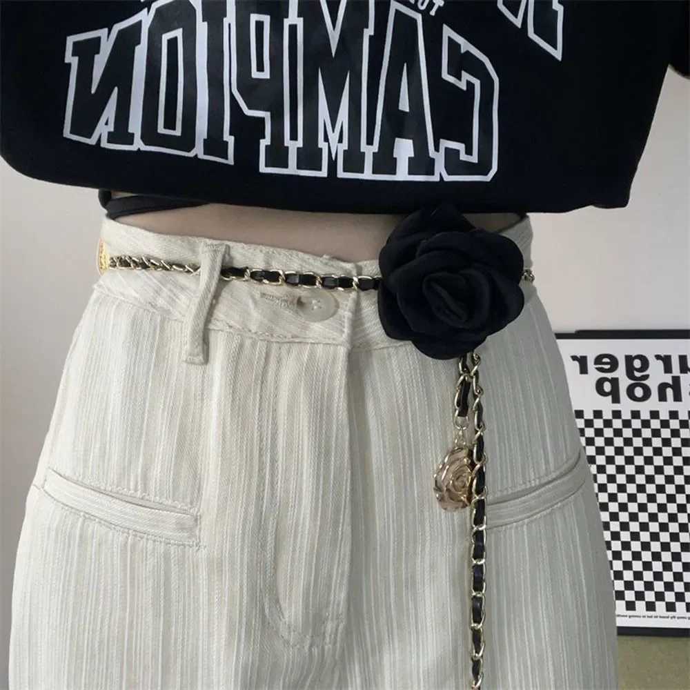 Fashion 1PC Lady Camellia Waist Chain for Women Highend Black White Flower Body Chains Jeans Dress Jewelry Decoration Wholesale21 D250924