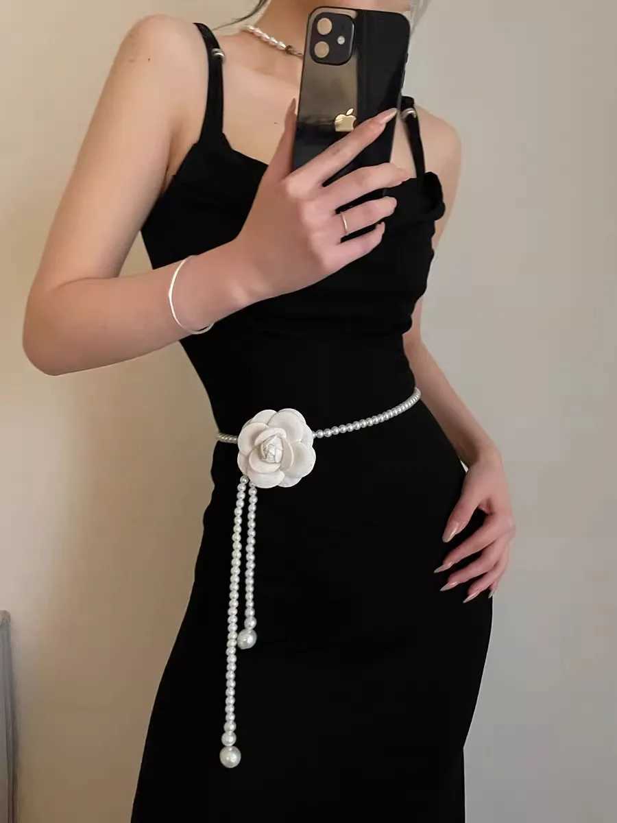 Fashion Camellia Pearl Waist Chain For Women Versatile With Skirts Sweet Decoration Thin Waist Belt To Cinch And Slim The Waist D250924