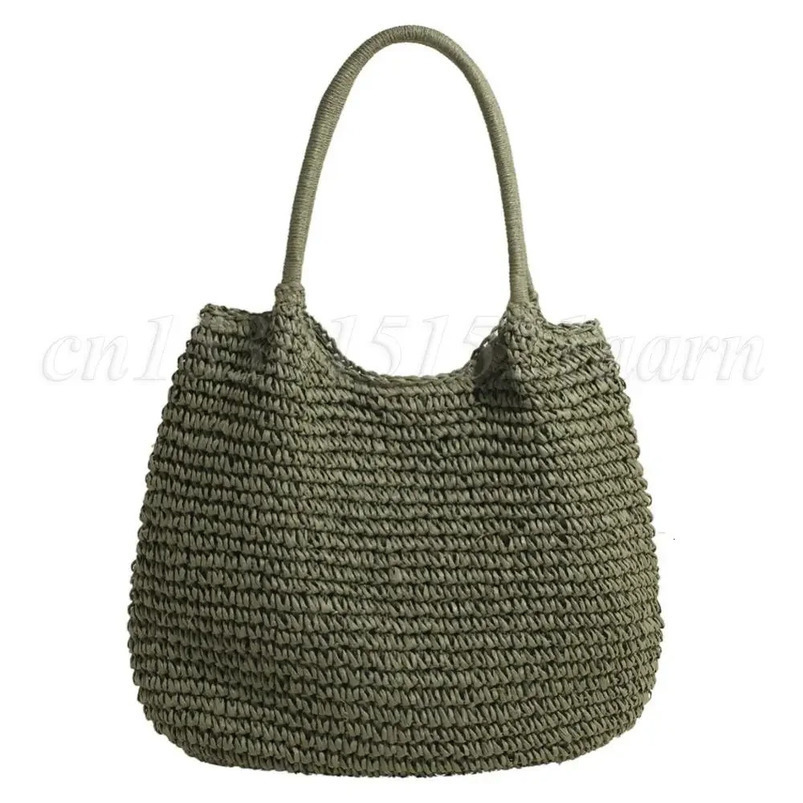 Large Capacity Weaving Underarm Bag Summer Straw Crochet Women Tote Handbag Hasp Closure Retro Beach Shoulder Daily 241029