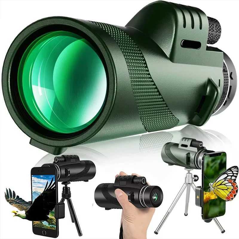 80x100 Portab Zoom Folding Tescope HD 5000M Long Distance Mini Powerful for Hunting Sports Outdoor Cam Travel Y250924