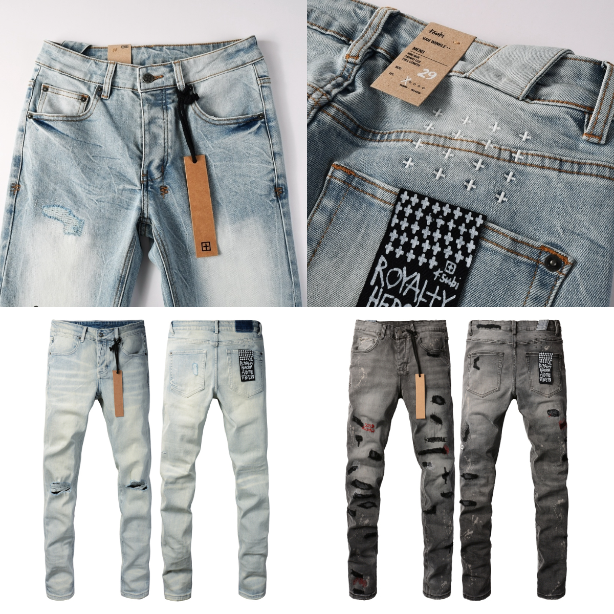 designer ksubi jeans brand denim ksubis jeans high quality fashion men jeans distressed ripped biker black blue jean slim fit designer jeans Retro little leg jeans