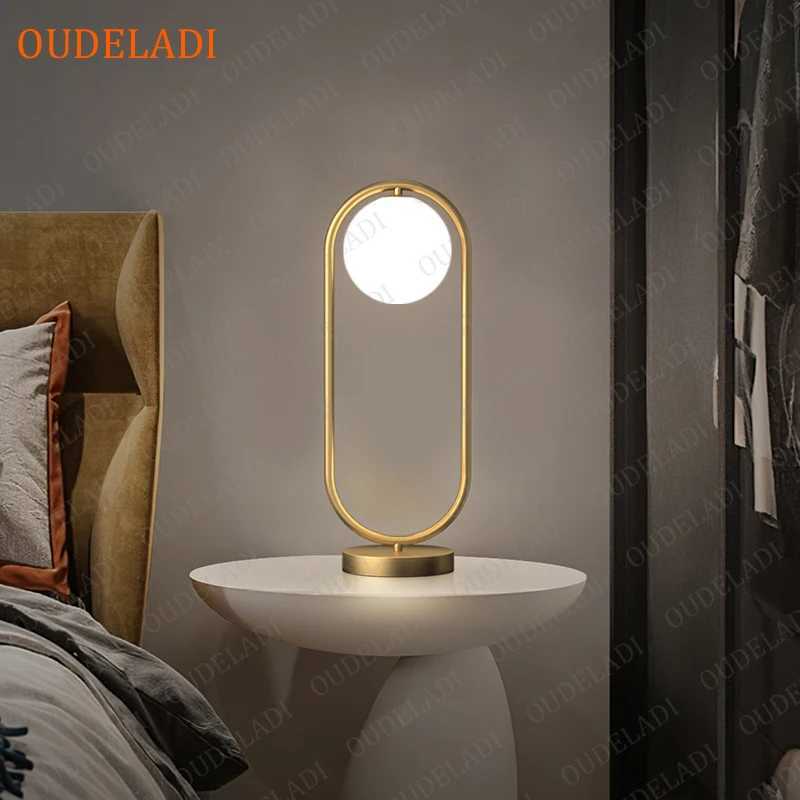 OUDELADI Frosted Glass ball Table Lamp Gold Silver Brass Black Desk lamp Home Decor Study Bedroom Lighting fixtures C251115