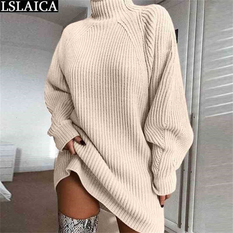Dress Women Elegant Solid Color Rib Knitted Long Sleeve Turtleneck Womens es Autumn Winter Mini Casual Fashion 210515