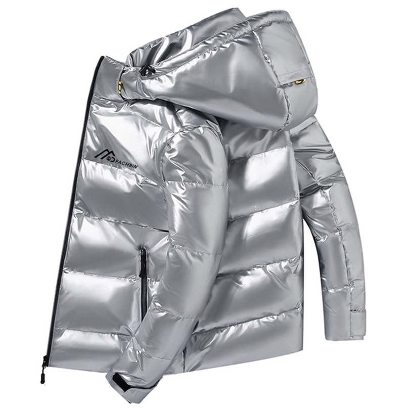 Shiny Fabric Down Jacket Men NewHooded Top Quality White Duck Thick Winter Warm Parka Waterproof Plus size 4XL 201120