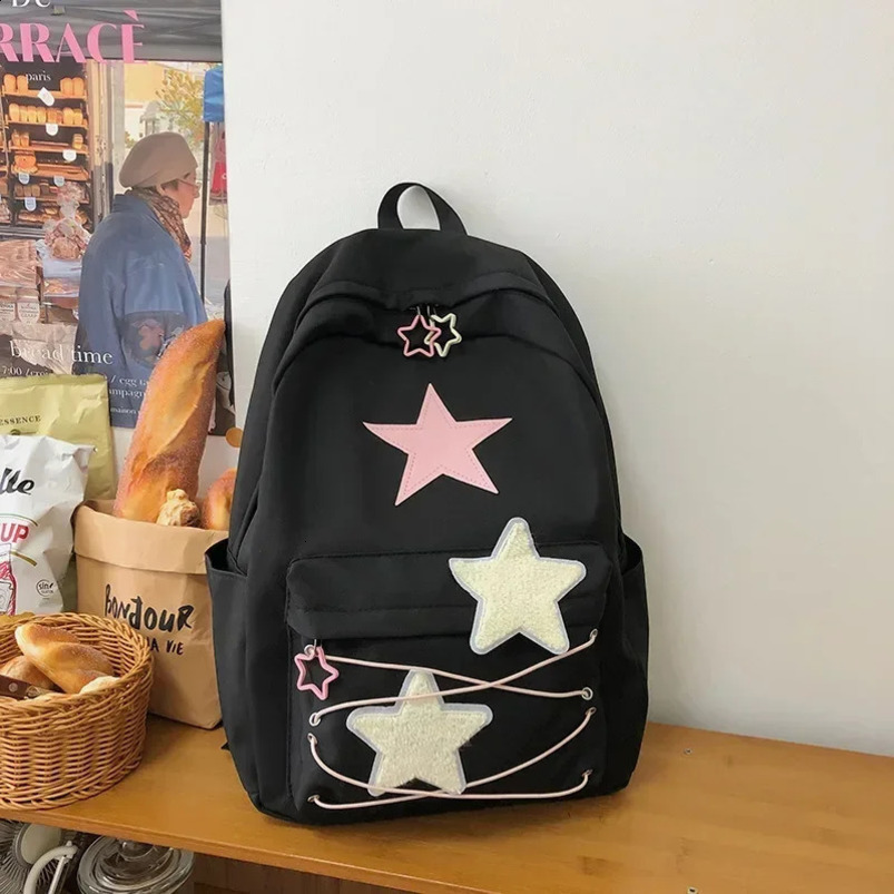 Korean Sweet All Match Star Backpack Japanese Womens Y2k Aesthetic High Capacity Kawaii Student 240903
