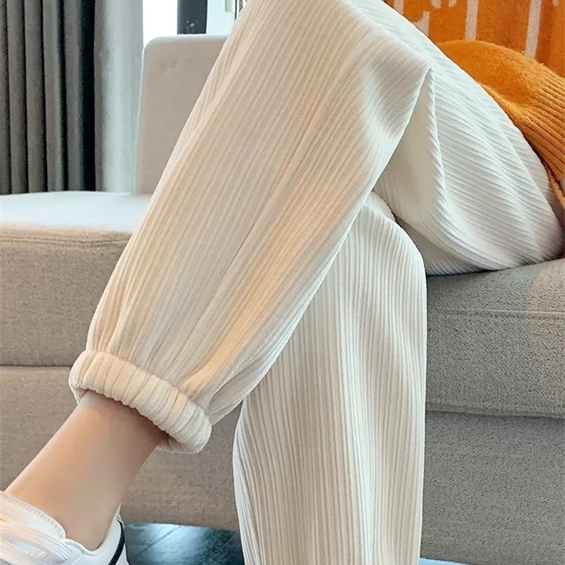 Women's Pants Capris Women Warm Winter Plush Thick Cashmere Corduroy Female Casual Korean Sweatpants Loose Harem Long Trousers Joggers 23331 2211