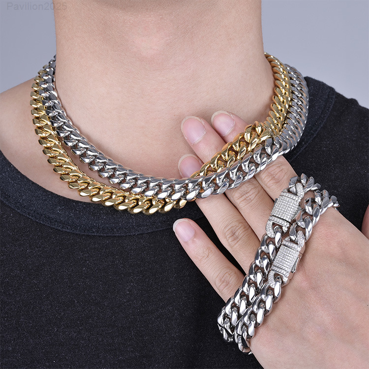12MM Mens Fashion Hip Hop High Polish Gold Silver Sterling SilverNecklace Chunky Cuban Chain Fine Jewelry