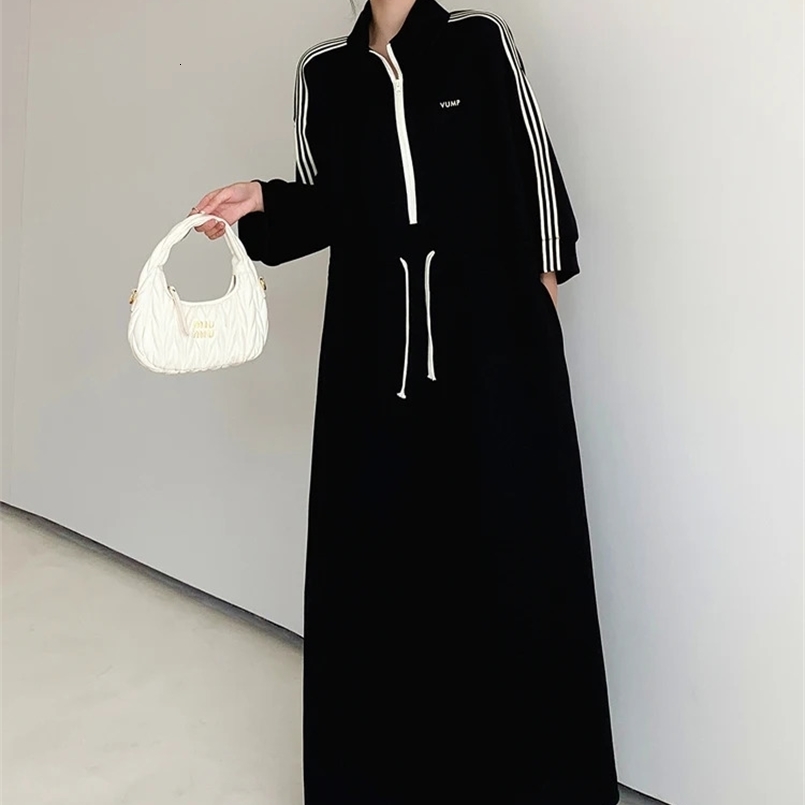 NYFS Autumn Korea Woman Dress Vestidos Robe Elbise Loose Plus Size Letter Print Long Sleeve Long Dress 241120