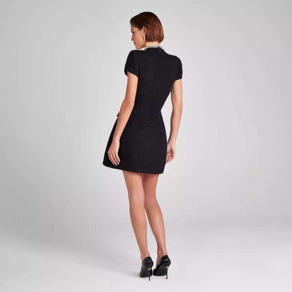 Lanjia- New Elegant Slim Fit Round Neck Beaded Chanel Style Dress For Women 717F7