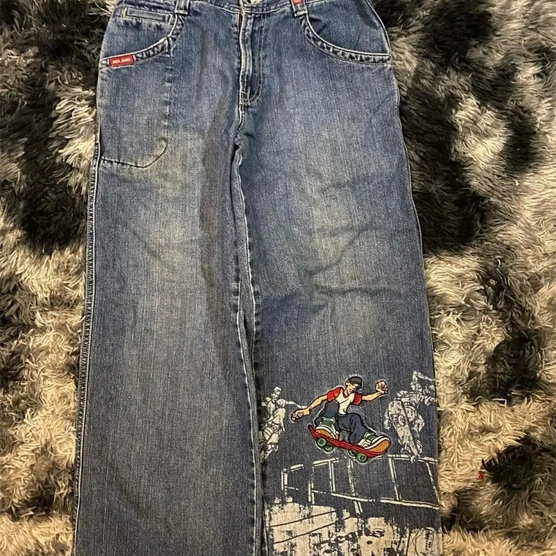 JNCO Y2K Baggy Jeans Men Women Retro streetwear Skateboard Printed High Waist Jeans Hip Hop Harajuku Casual Loose Wide Leg Pants 240429