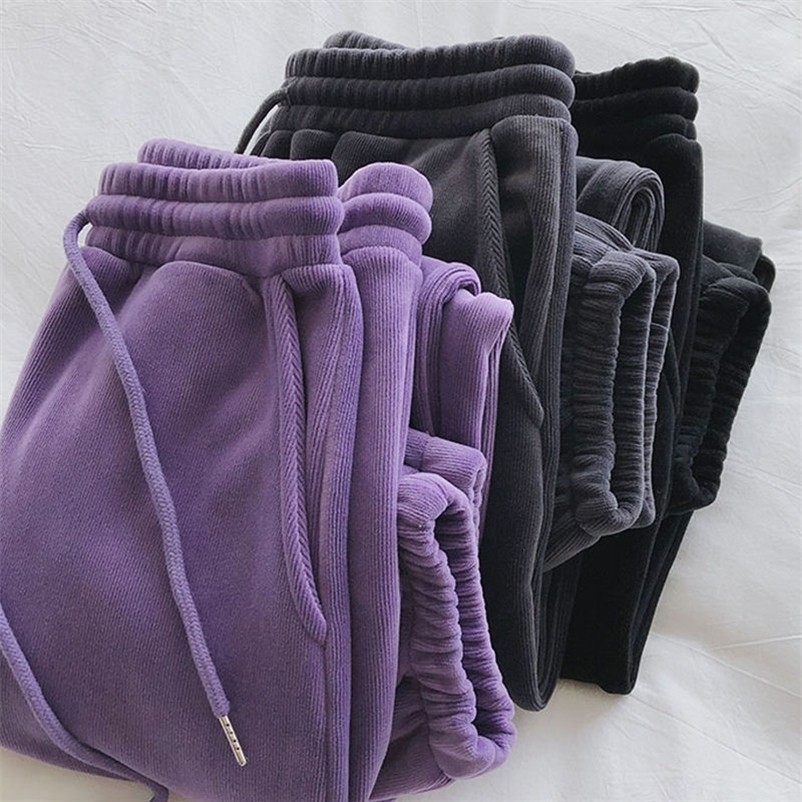 Women's Pants Capris Winter Autumn Warm SweatPants Women Loose solid High Waist 3 colors velvet thick Harem Pants comfort Casual sports trousers 