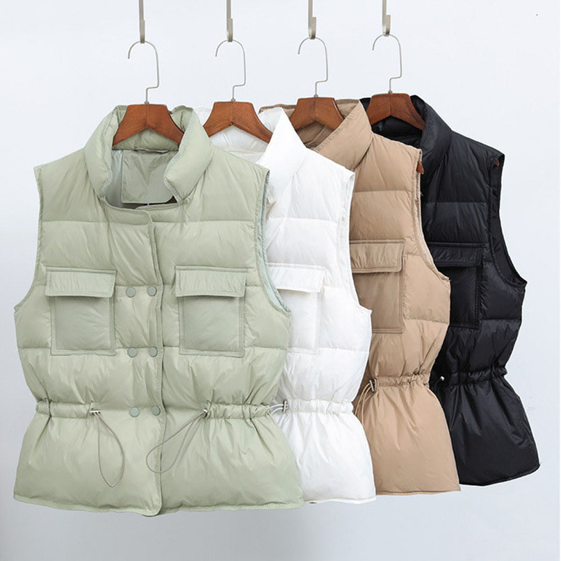 Women's Ultra Light Down Vest Short Vest Lightweight Waistcoat Female Windproof Warm White Duck Down Down Jacket Coat Sleeveless 201019