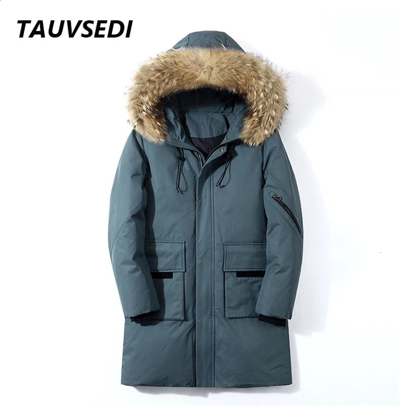Winter Mens Warm Thick Down Jacket Mens Fashion Hooded Fur Collar Waterproof Inflatable Jacket High Quality Parka Mens 240930