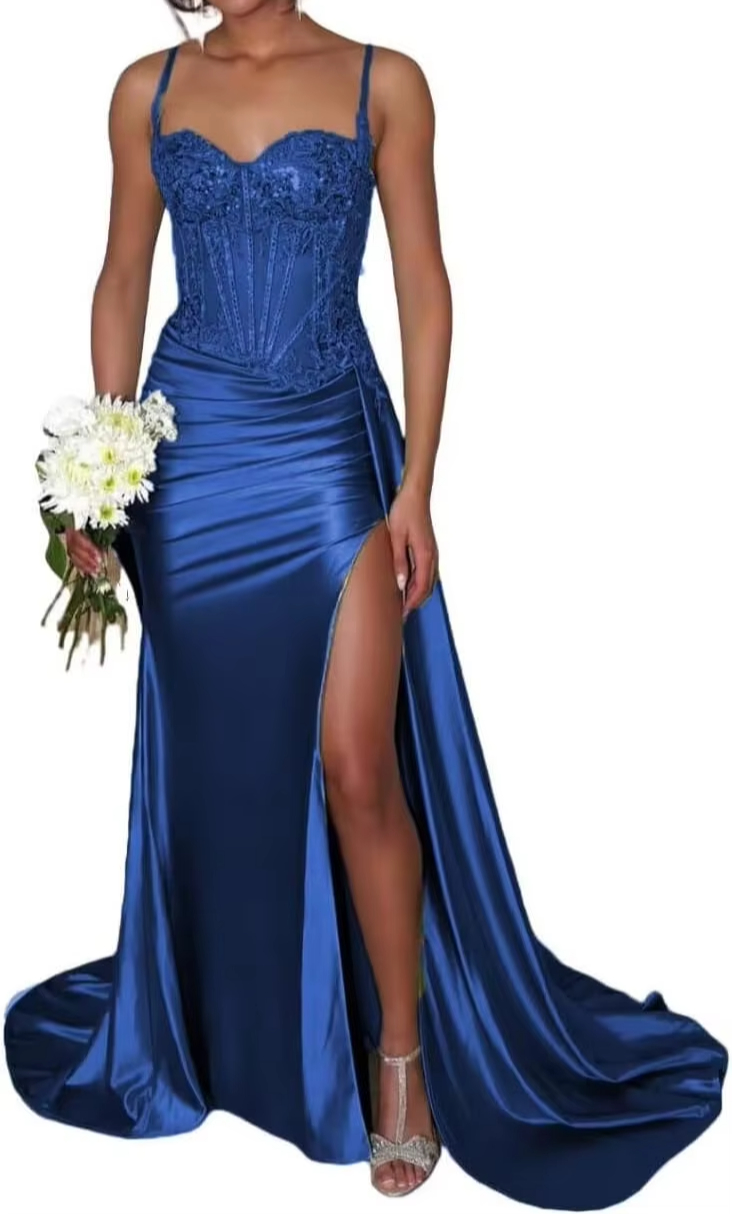 Sage Green Spaghetti High Split Prom Dresses For Black Girls Mermaid Elegant Dress special Party Formal Gowns Satin Arabic