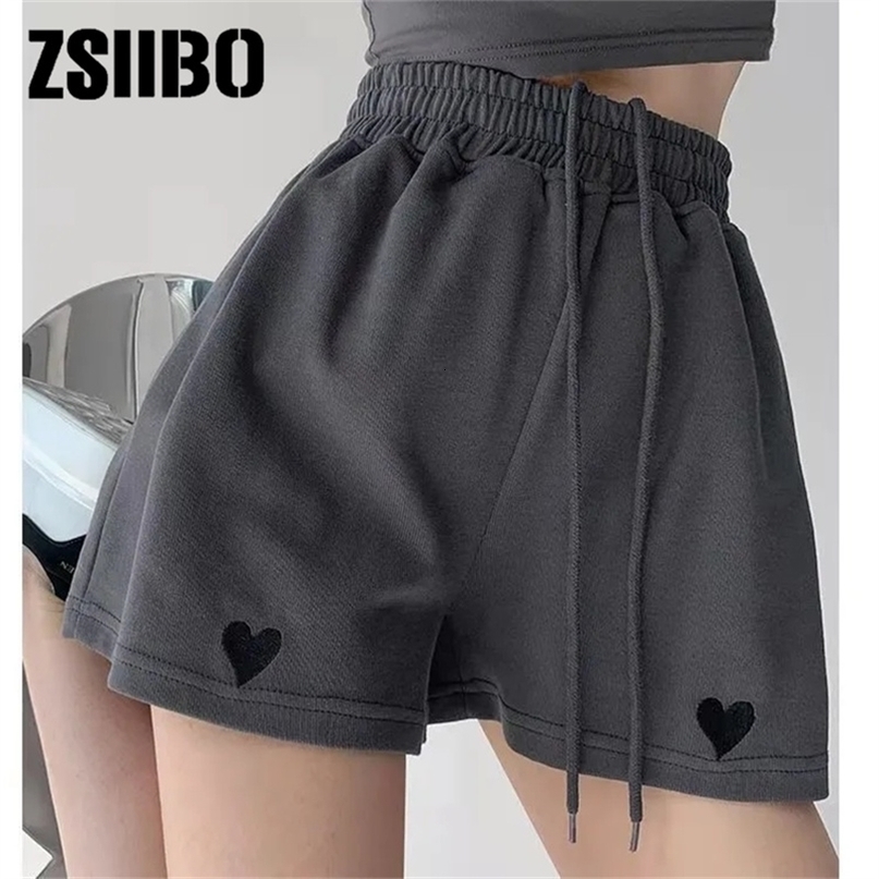 Love embroidery sports shorts womens summer loose casual widelegged highwaisted thin student threequarter pants 220527