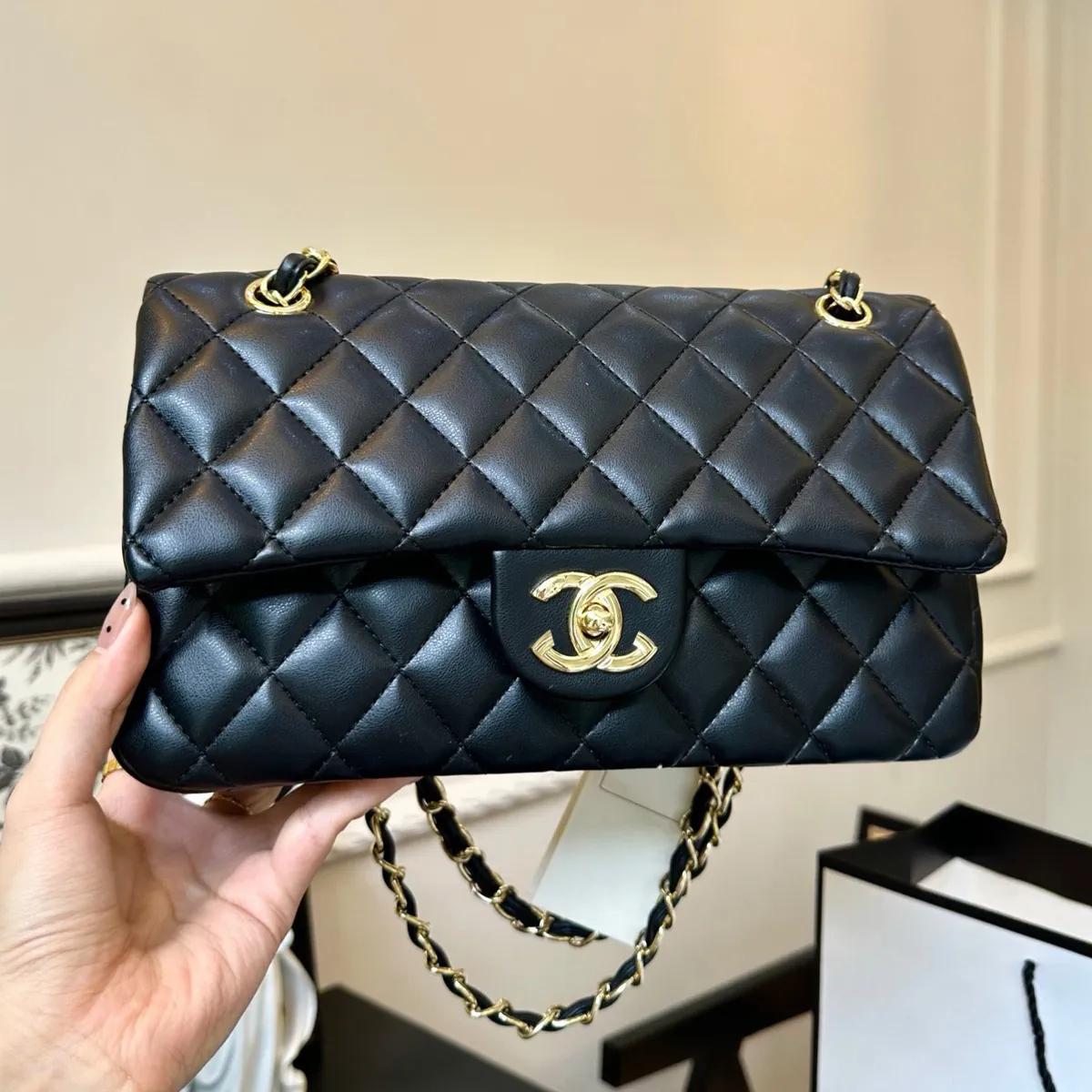 10A Top Quality Designer bag Shoulder Bags Caviar cf luxury Classic tote bag Silver Gold Chain Leather And Metal Letter sheepskin Women's Fashion bag 26cm With box