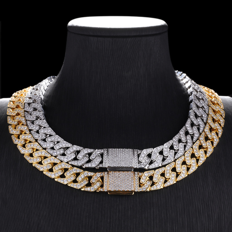 13mm Hip Hop Jewelry Cuban Link Chain Glowing in the Dark 18k 14k Iced Out 925silver Inset Moissanite Men Bracelet Necklace