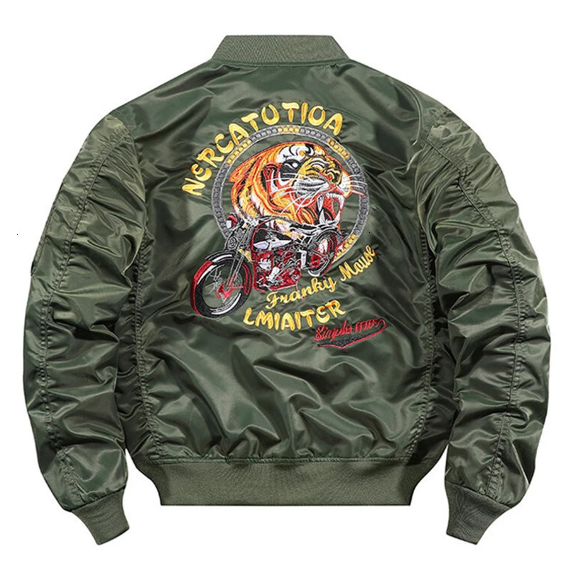 Spring Autumn Bomber Jacket Men Outdoor Pilot Military Baseball Tiger Embroidered Large Size Air Force Flight Coat 240712
