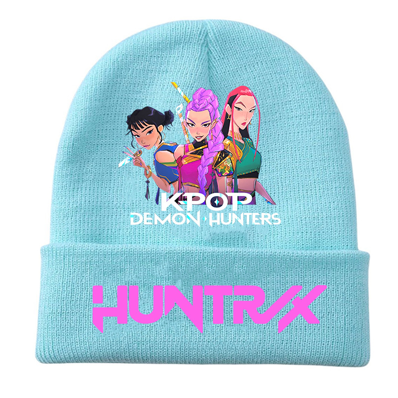 Custom Kpop Demon Hunters Beanie Fashion Curling Knit Hat Printed Bean Cap Outdoor Cold Hat