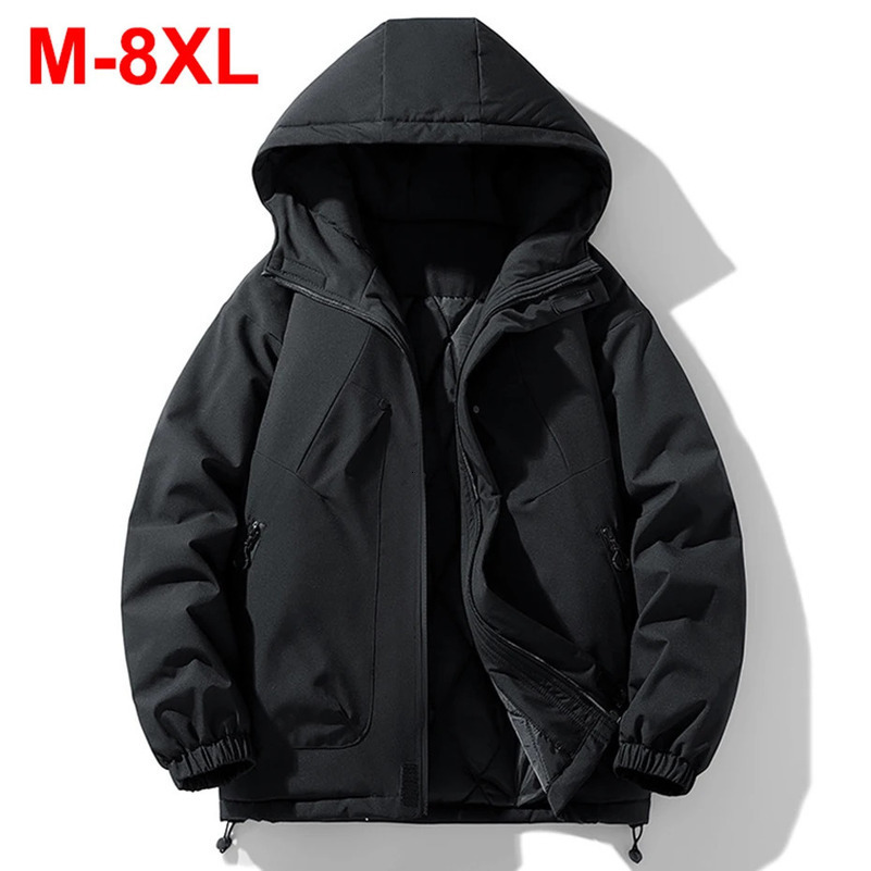 Plus Size Winter Jacket Parded Parkas Thick Hooded Jacket for Men 7XL 8XL Warm Jacket for Men Winter Black Jacket 6XL Large Size 241025