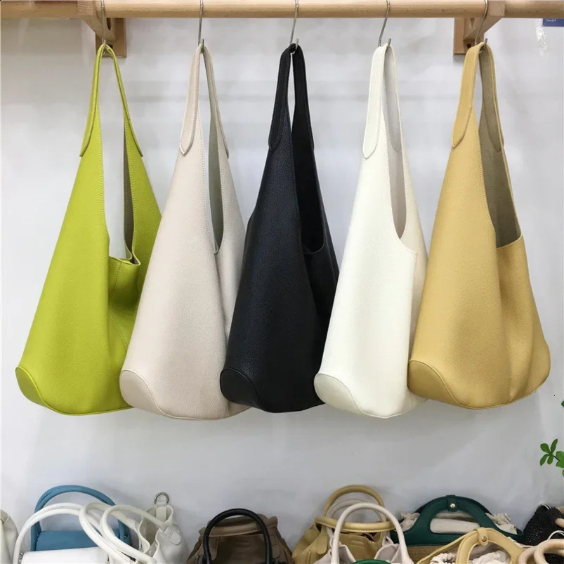 Fashionable Highend Feelsoft Supple Large Capacity Single Shoulder Yellow Bag Underarm For Women Tophandle 240802