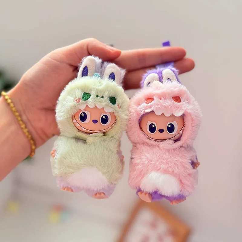 Clothes For 10cm 4th Gen Labubu 40 Charm Doll Outfit Heart Code Series Cute Furry Dinosaur Baby Onesie Set C250924