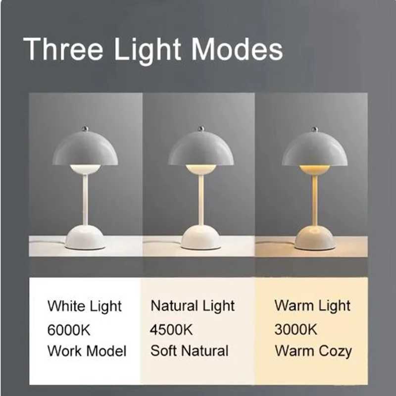 Mushroom Flower Bud LED Rechargeable Table Lamps Modern Desk Lamp Touch Night Light For Restaurant Cafe Bedroom Decoration Gifts C251115