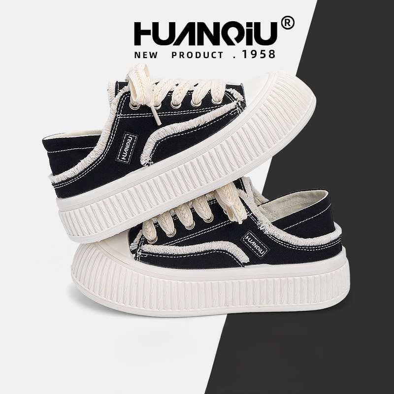 HUAN QIU Free shipping Designer Casual Shoes Thick soled canvas shoes women versatile thick soled height increasing board shoes fashion outdoor