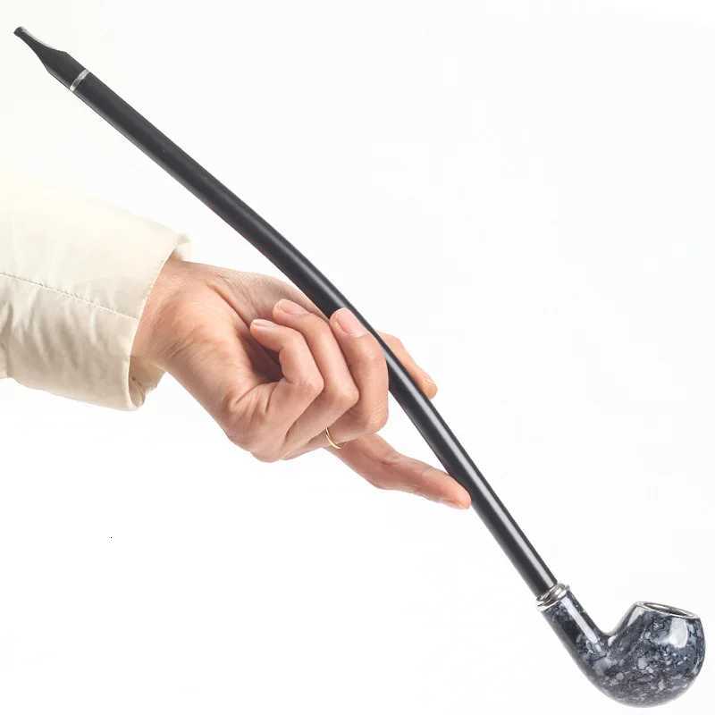 Long Smoking Tobacco Pipe with Filter 41CM Wooden Resin Removable Washable Long Bent Rod Churchwarden Tobacco Smoking Pipe Gift F250924
