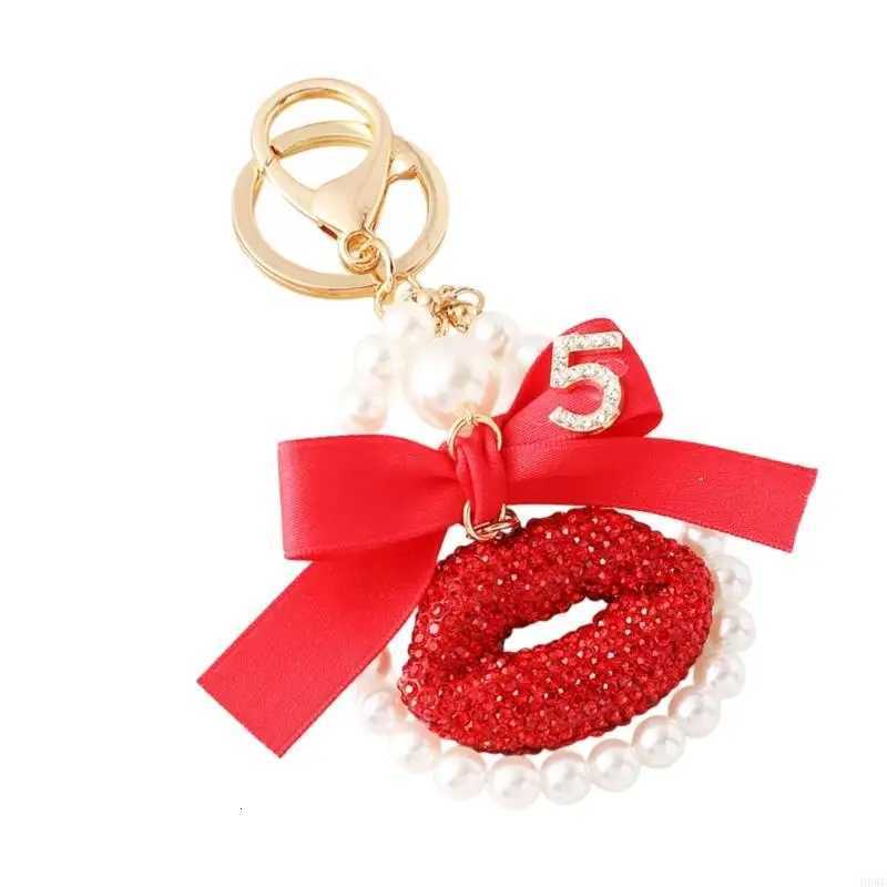 Fashion Rhinestones Lip Keychain With Bowknot Charm Elegant Bag Accessory For Women H8WF D250924