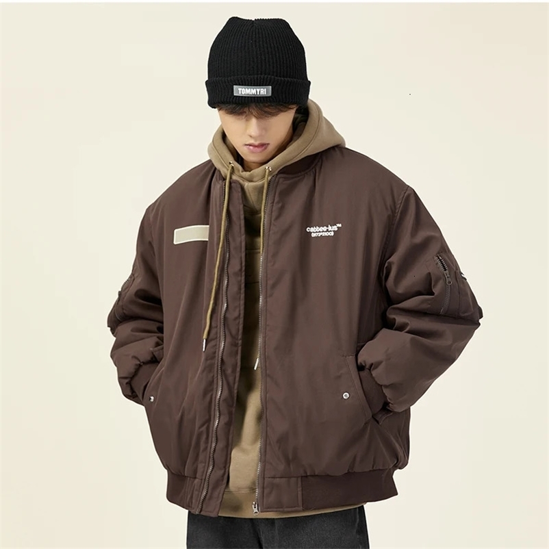 Men Bomber Jacket Y2k American Vintage High Street Zipper Coat Clothing Windbreaker Military Outerwear Hip Hop Baseball Jacket 240717