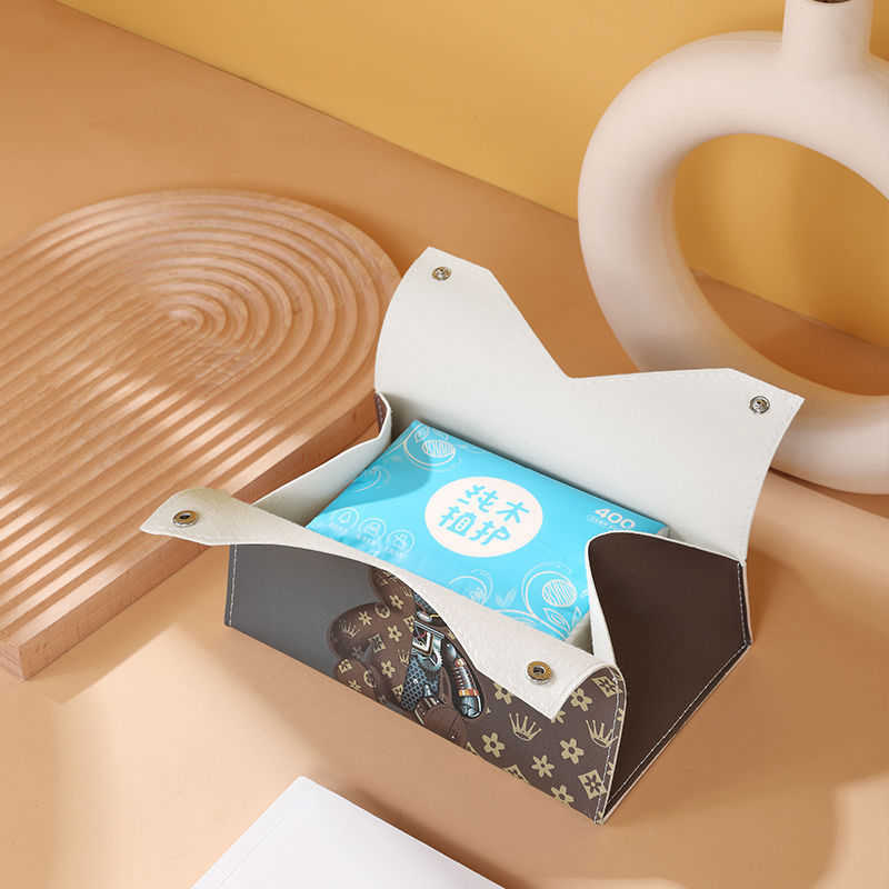 Inside Nordic leather tissue box draw box living room household creative tissue cover paper bag car tea table paper draw box C250924
