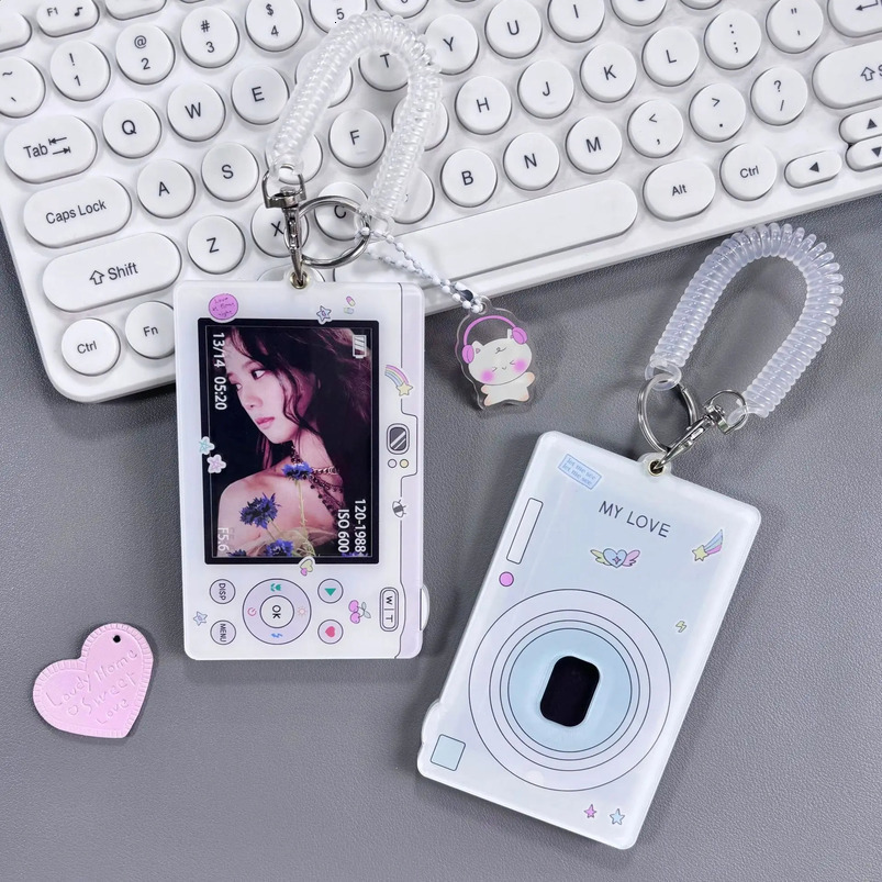 Y2k acrylic po card holder keychain INS Ins Idol decoration student ID badge girl 240820