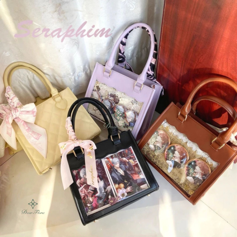 Y2K Womens Fashion Ita Bag Sweet Girl Transparent Crossbody Bags Trendy Tote Lolita Shoulder DIY Display Handbag Purses 240729