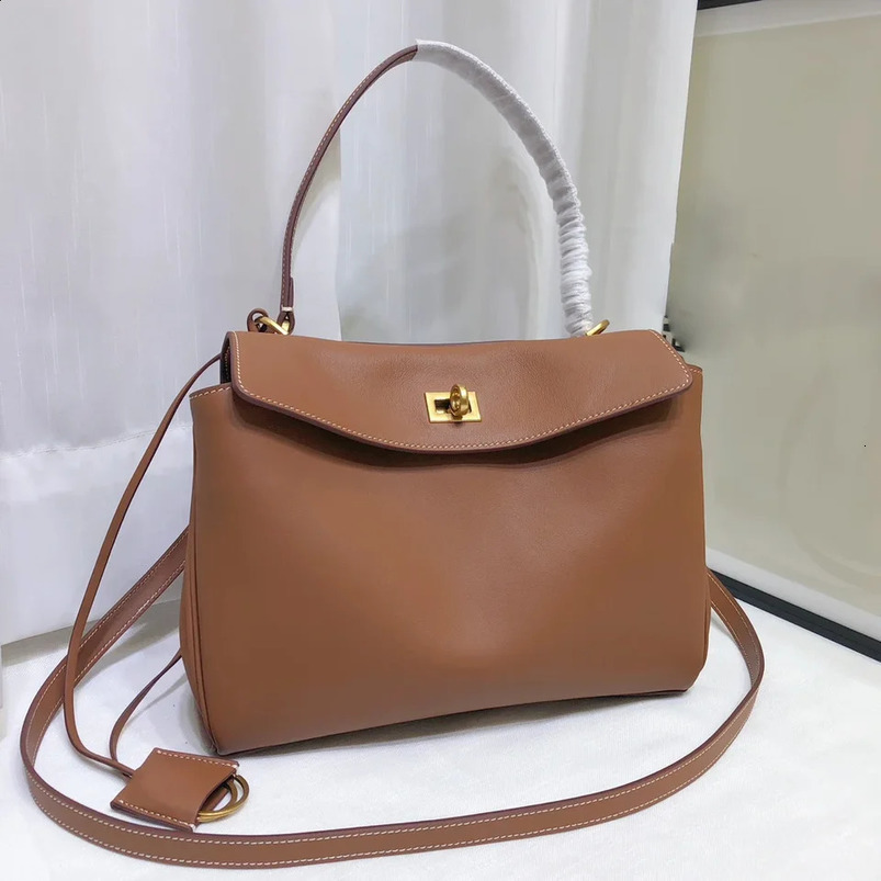 27cm genuine leather womens bag large capacity soft top layer denim shoulders cross body highend fashion 240913